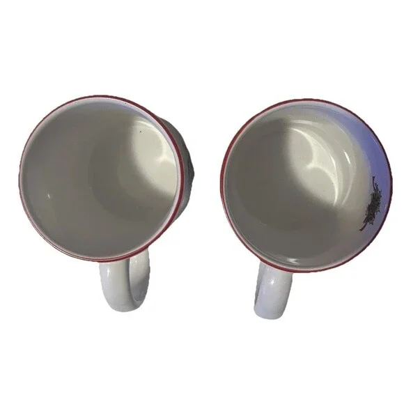 Set of  Two Vintage  Snowman by Salem China Christmas Holiday Red trim Mugs - Picture 4 of 15